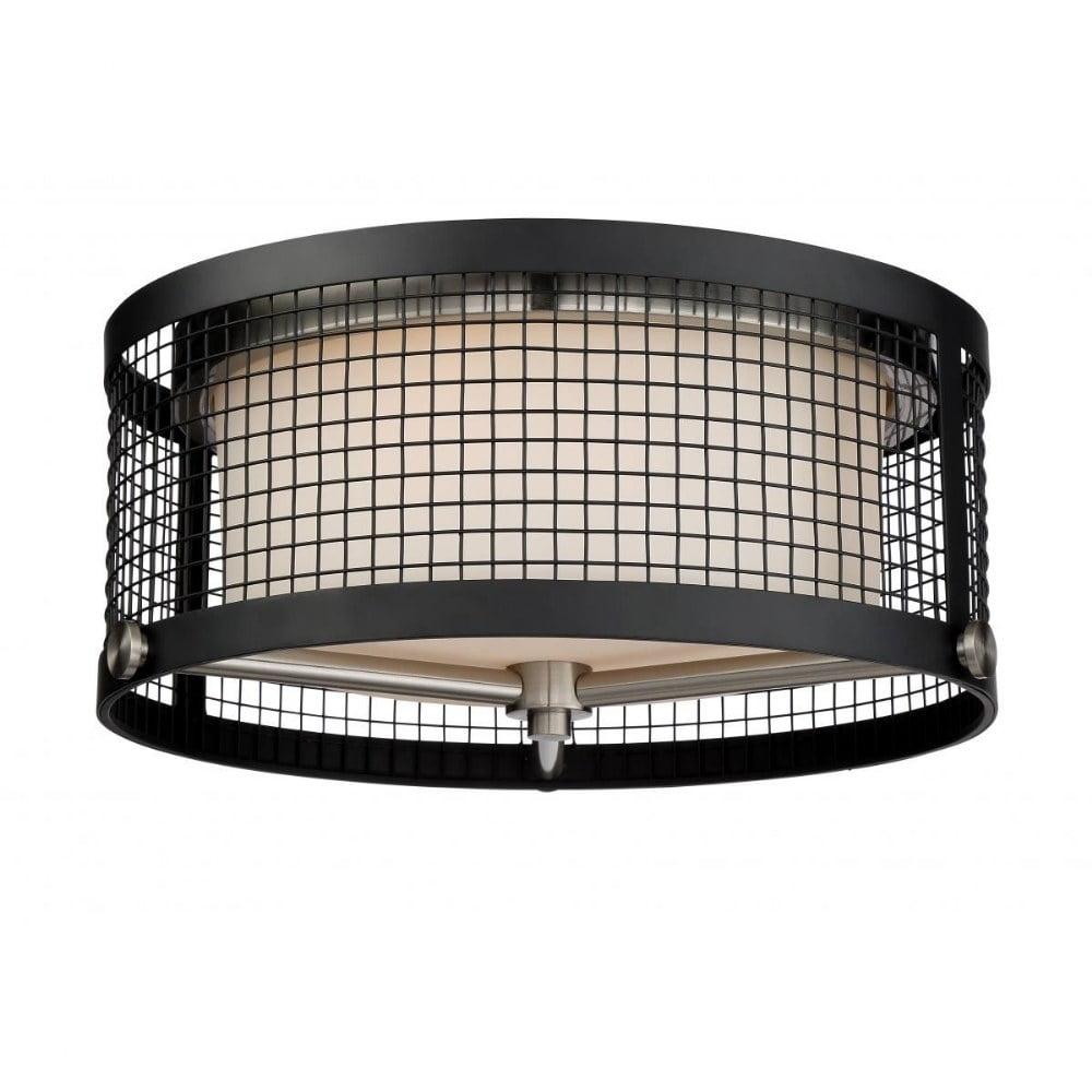 Pratt Black and Brushed Nickel 3-Light Flush Mount