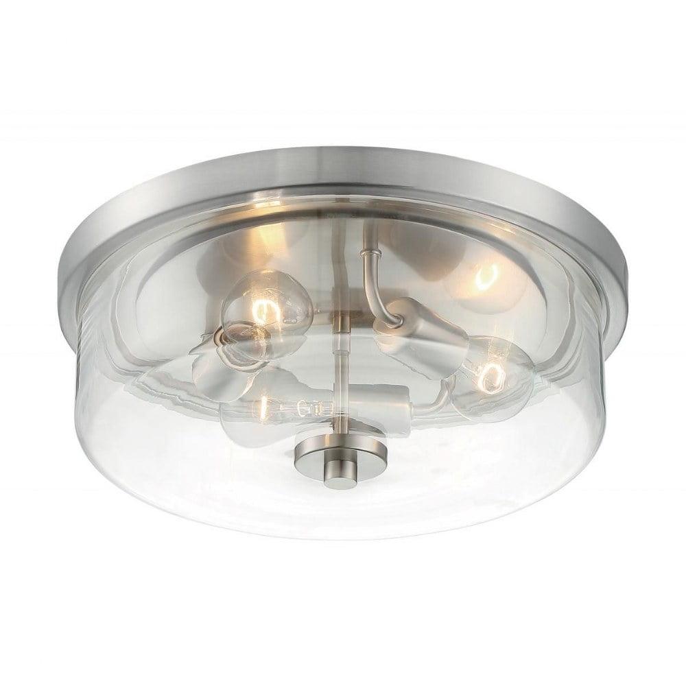 Sommerset Brushed Nickel 3-Light Flush Mount with Clear Glass