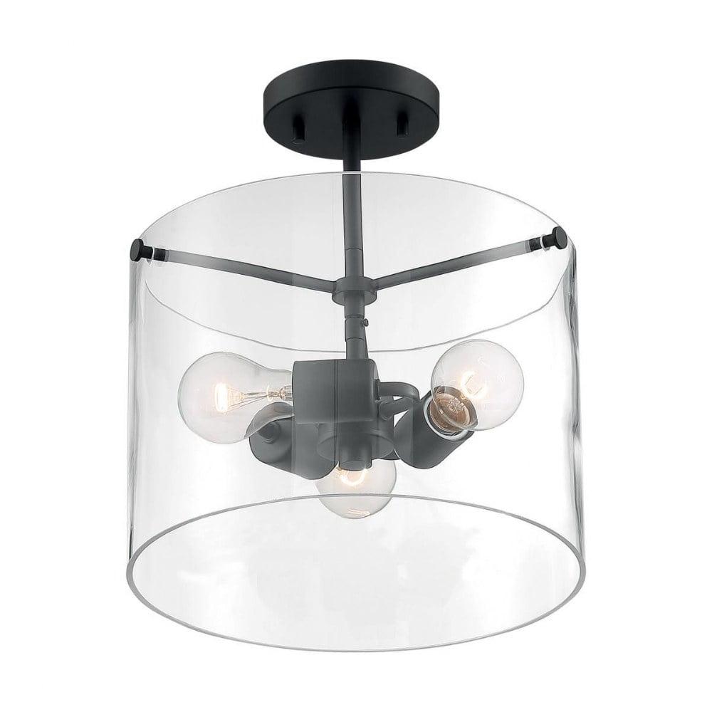 Sommerset 13.5'' Matte Black Semi-Flush Mount with Clear Glass