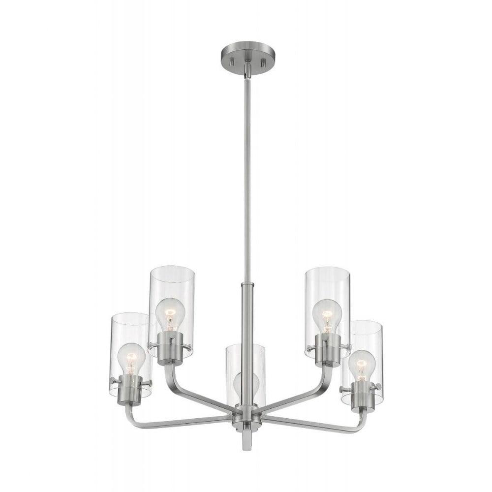 Sommerset Modern 5-Light Chandelier in Brushed Nickel with Clear Glass