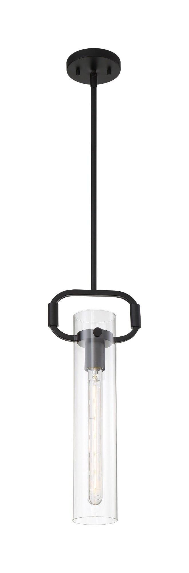60/7153-Nuvo Lighting-Teresa-1 Light Cylinder Pendant in Traditional Style-4.75 Inches Wide by 19.75 Inches High-Matte Black Finish