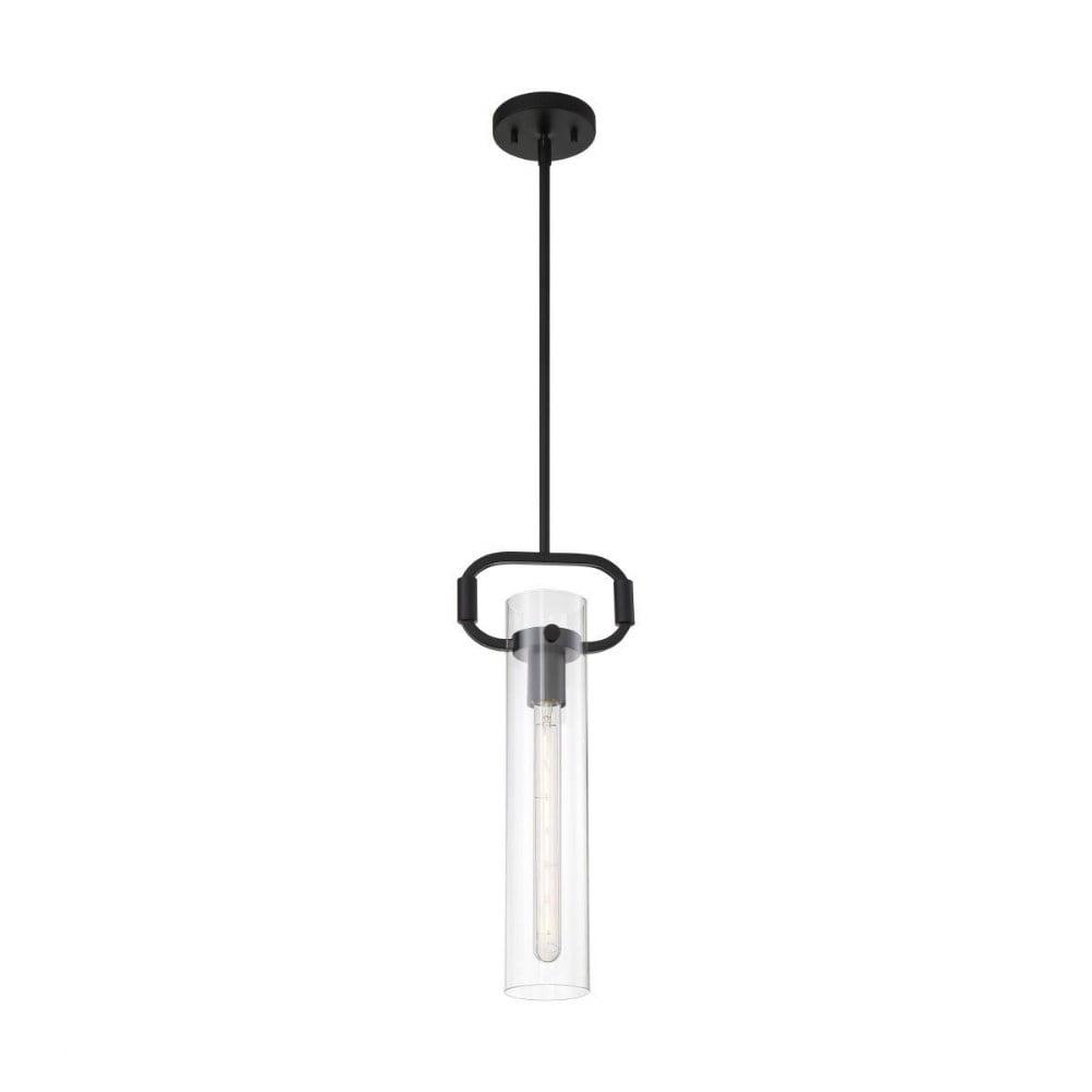 60/7153-Nuvo Lighting-Teresa-1 Light Cylinder Pendant in Traditional Style-4.75 Inches Wide by 19.75 Inches High-Matte Black Finish