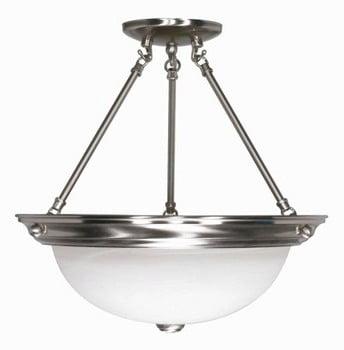 Elegant Brushed Nickel Semi-Flush Ceiling Light with Alabaster Glass Shade