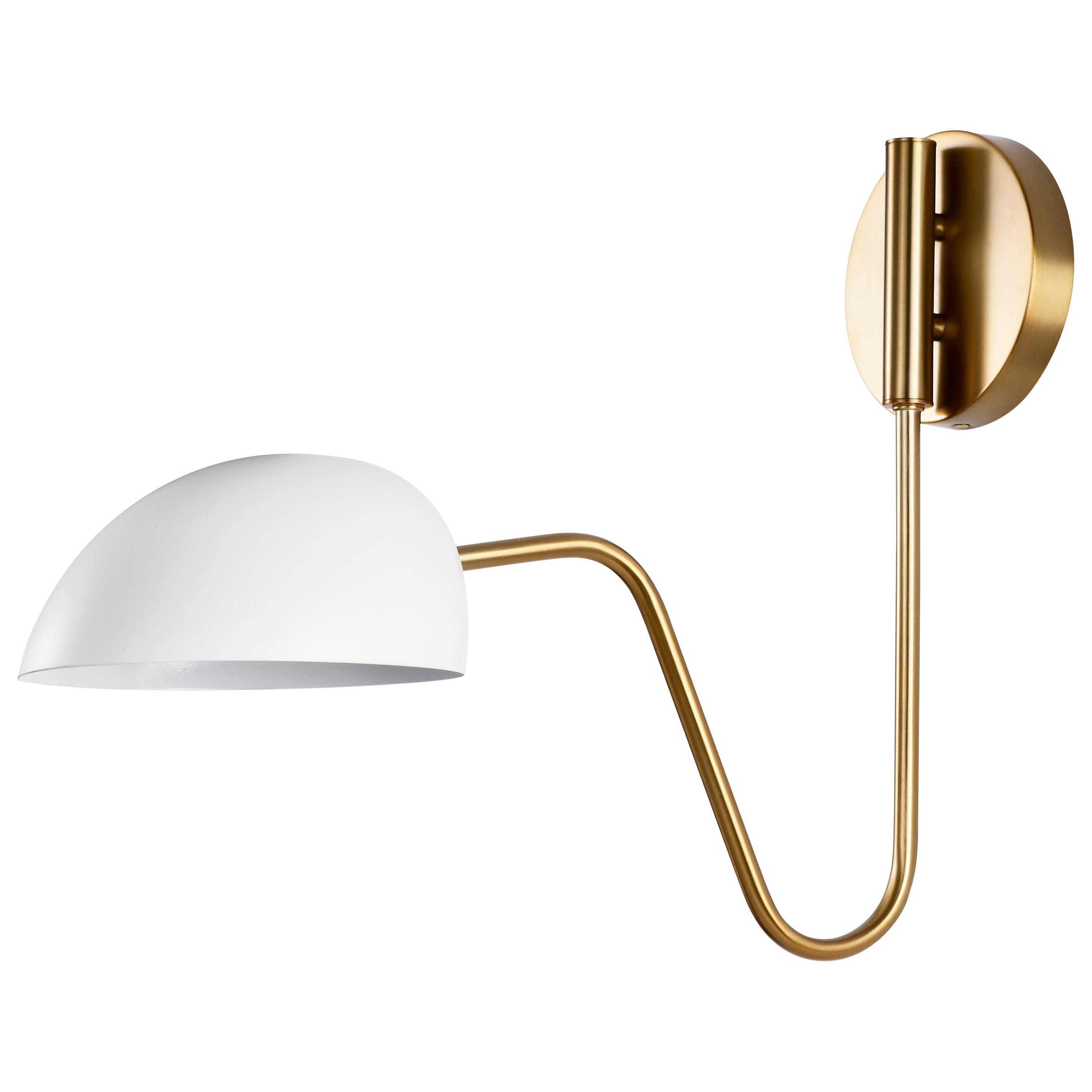 Trilby 16" Matte White and Burnished Brass Wall Sconce