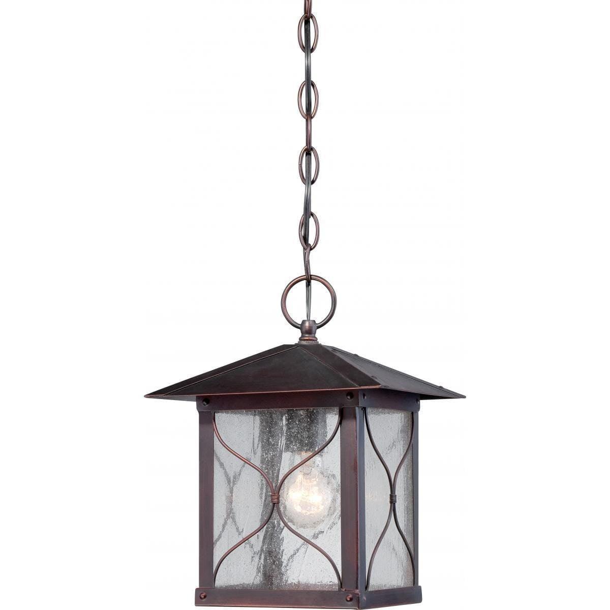 Vega Classic Bronze Outdoor Hanging Lantern with Clear Seeded Glass