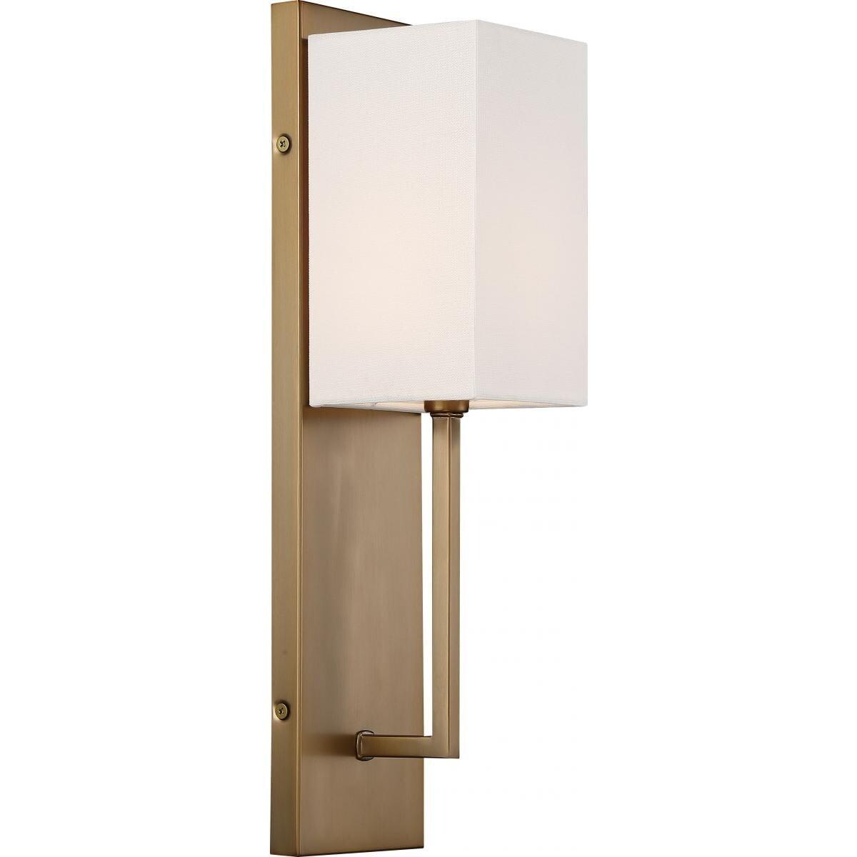 Vesey Burnished Brass 18" Wall Sconce with White Linen Shade