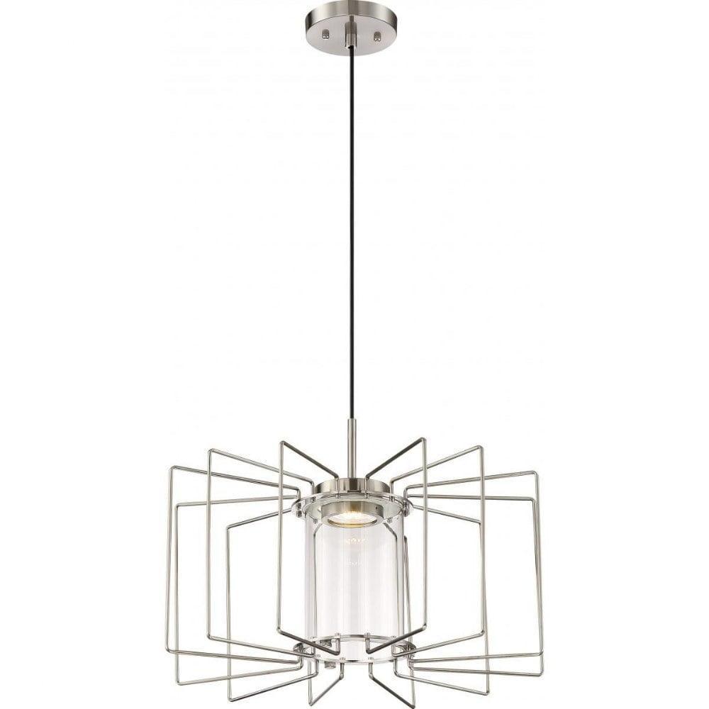 Brushed Nickel LED Pendant with Clear Glass Shade