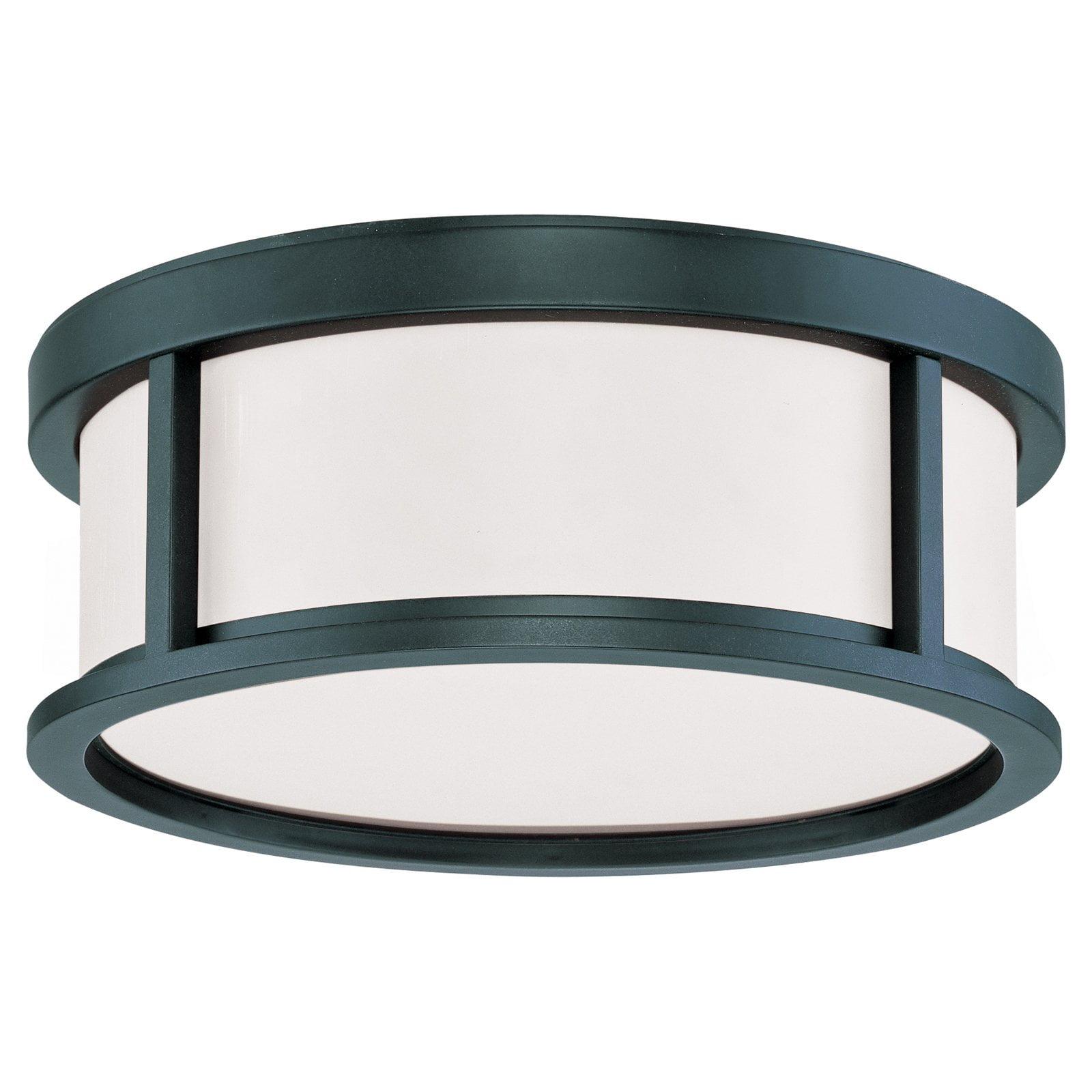 Elysian Aged Bronze 13'' LED Flush Mount Light with Satin White Glass