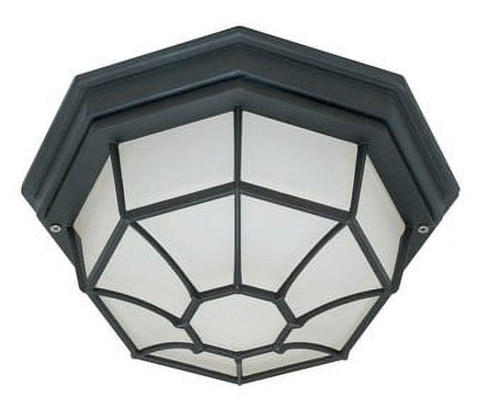 Elegant Black Spider Cage Outdoor Ceiling Light with Frosted Glass