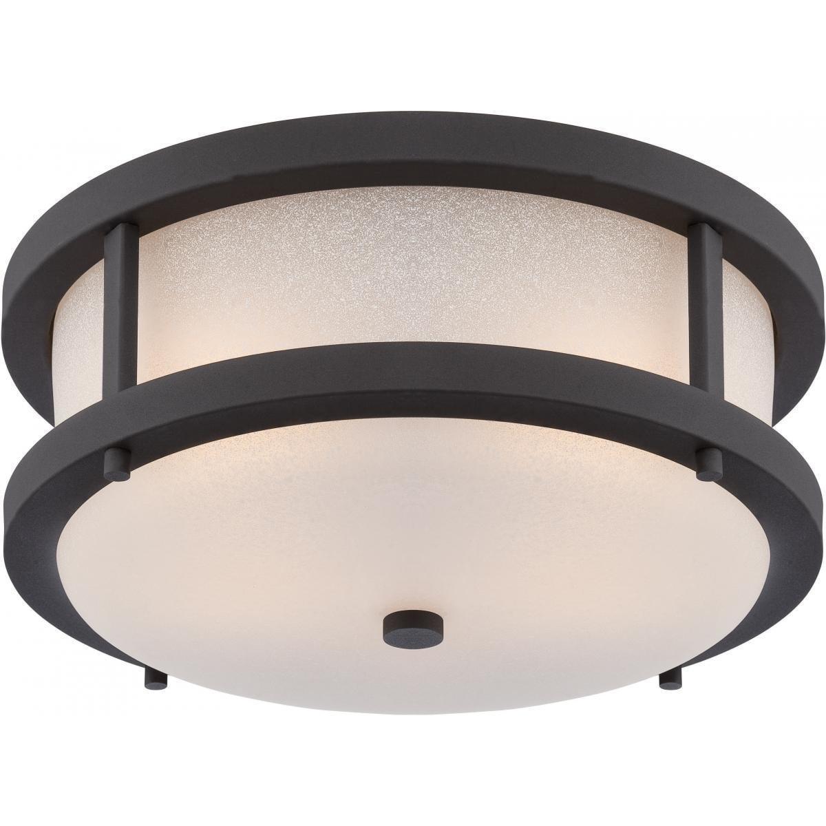 White Glass Drum LED Indoor/Outdoor Flush Mount