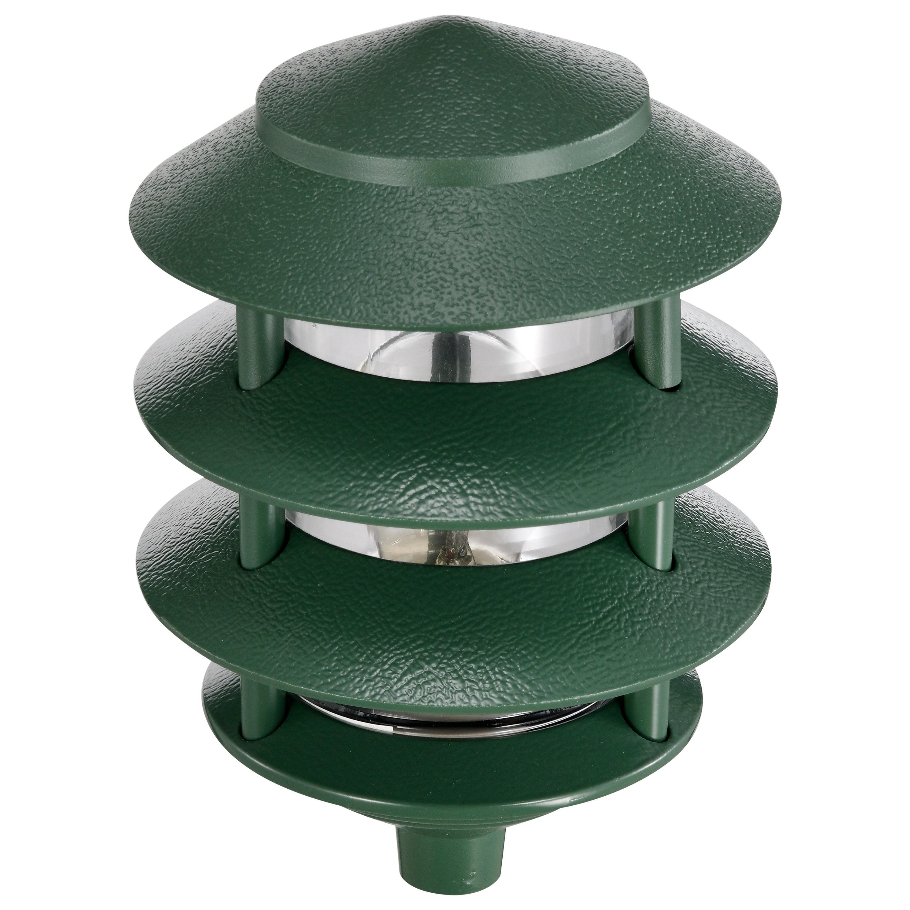 Green Die-Cast Aluminum 3-Tier Pathway Light