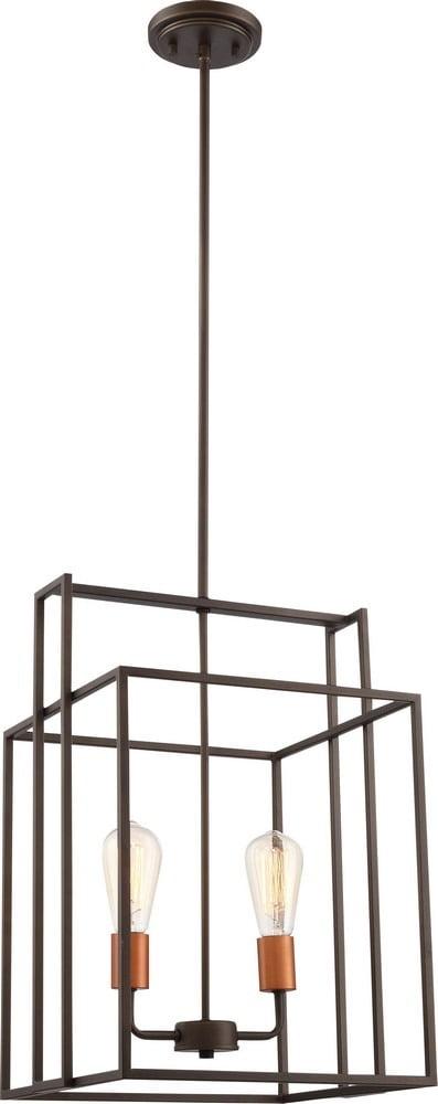 Lake Industrial Geometric 2-Light Pendant in Bronze/Copper