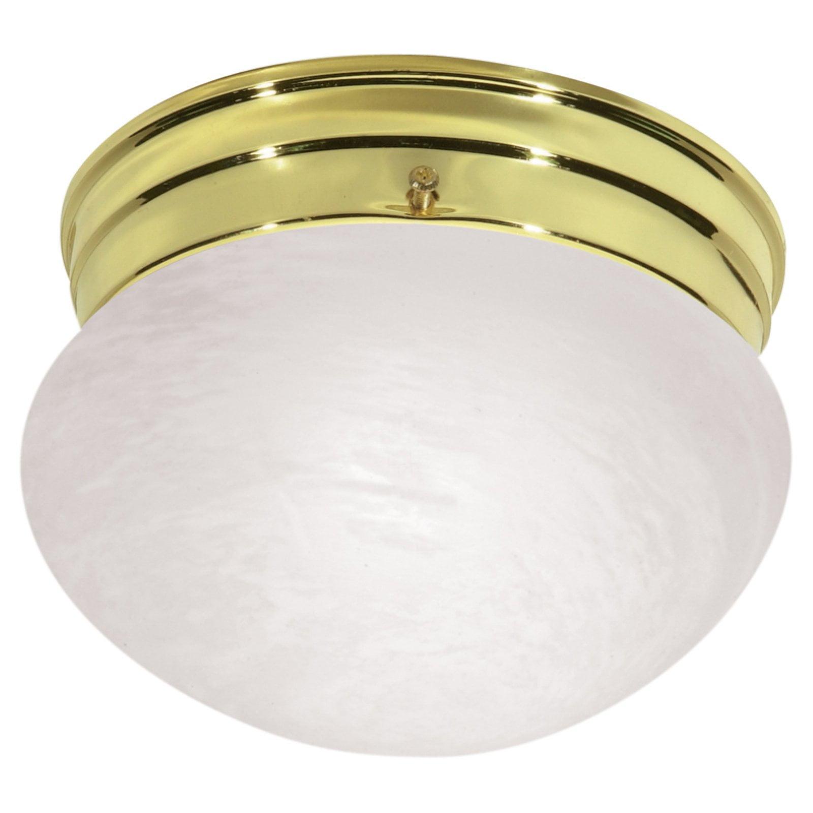 Polished Brass 2-Light Flush Mount with White Mushroom Glass