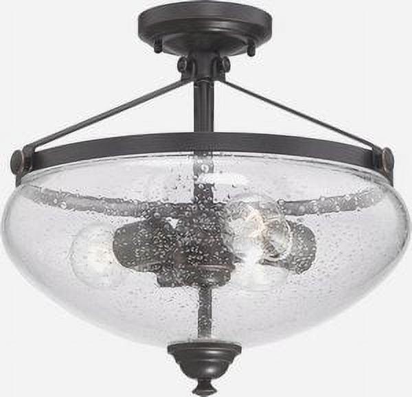 Laurel Bronze Semi-Flush Mount Light with Bubbled Glass Shade