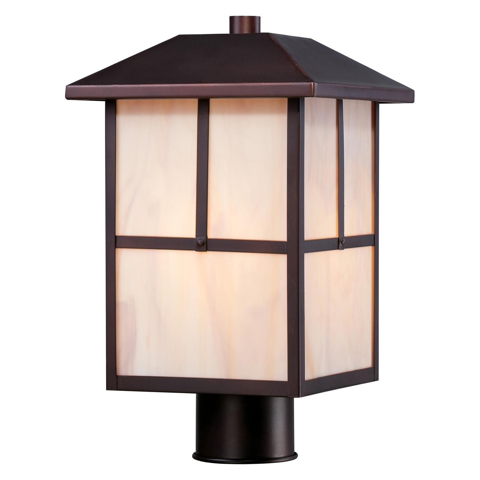 Tanner Traditional Rectangular Lantern Post Light in Claret Bronze