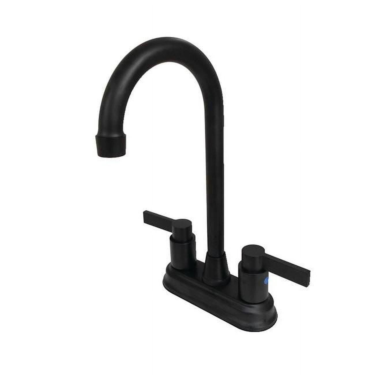 Matte Black Brass High-Arc Centerset Bar Faucet