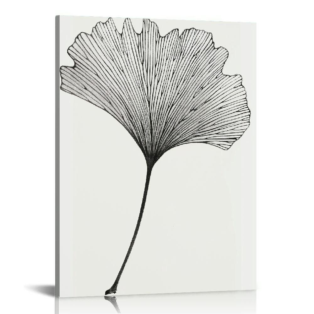 Haus and Hues Plant Wall Art - Ginkgo Flower Botanical and Minimalist Neutral Print Black and White Art, Botanical Prints Minimalist Wall Art Black and White, Neutral Wall Art (12x16 Unframed)