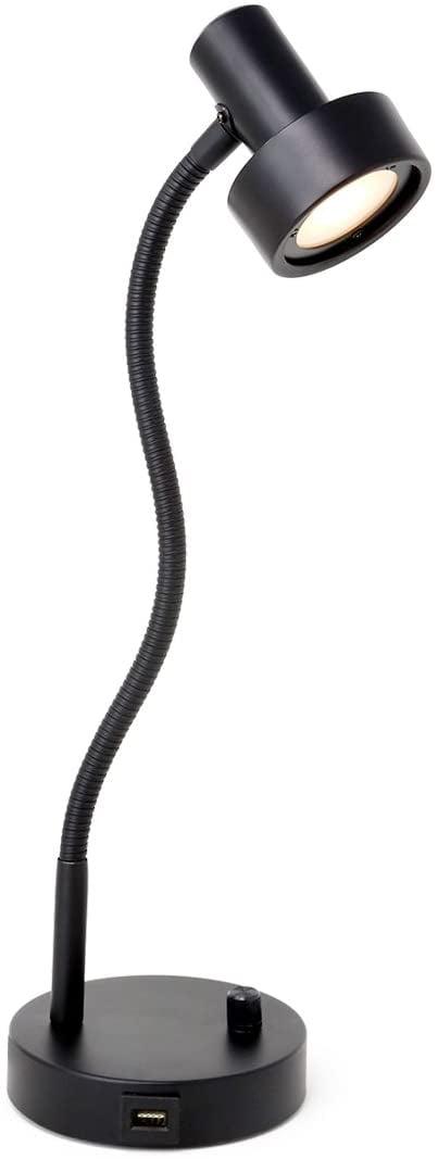 O'Bright Dimmable LED Desk Lamp with USB Charging Port (5V/2A), Full Range Dimming LED, Table Lamp with USB Charger, Flexible Gooseneck, Office Desk Lamp/Bedside Lamp, Vintage Design