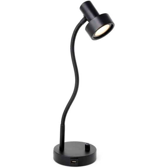 O'Bright Dimmable LED Desk Lamp with USB Charging Port (5V/2A), Full Range Dimming LED, Table Lamp with USB Charger, Flexible Gooseneck, Office Desk Lamp/Bedside Lamp, Vintage Design