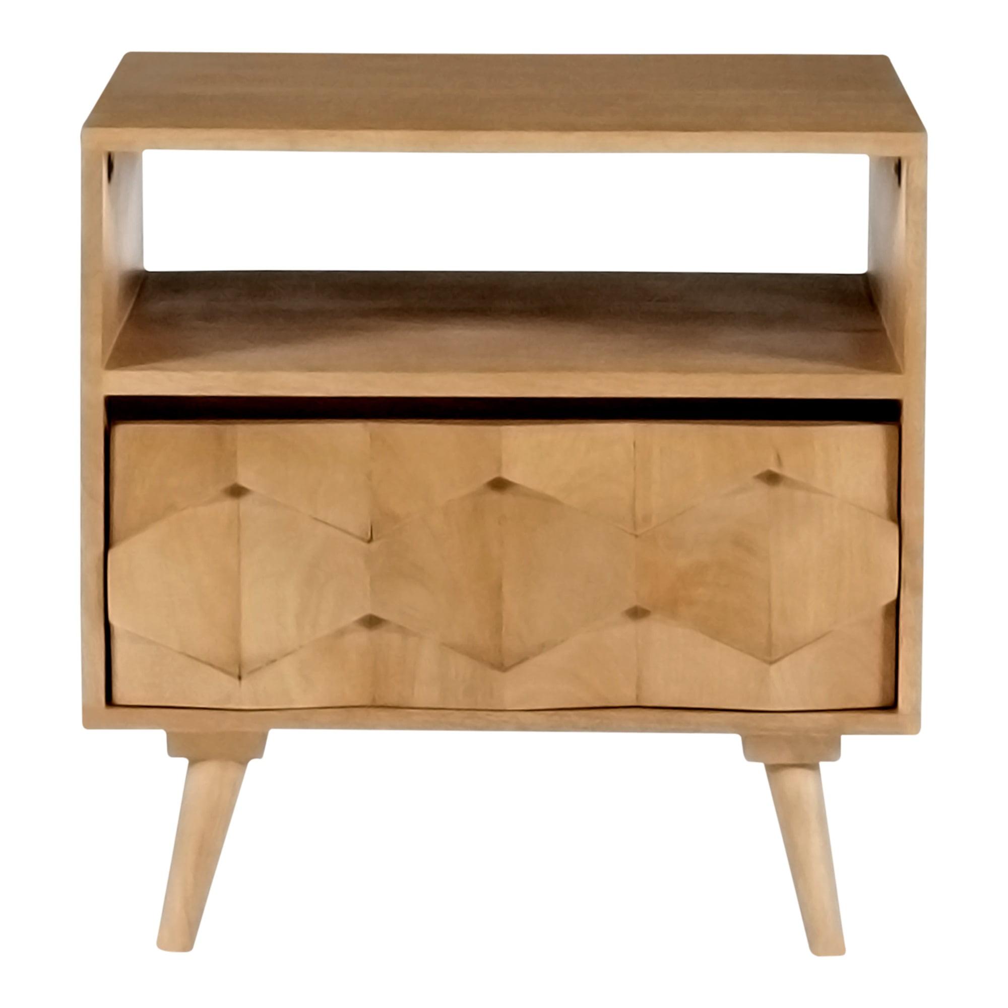 Sustainably Sourced Mango Wood Nightstand with Single Drawer