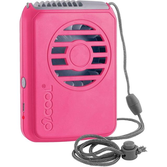 O2COOL Personal Travel Rechargeable Battery Powered Neck Cooling Fan (Raspberry)