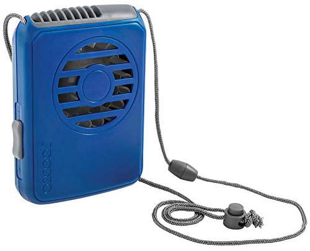 O2COOL Battery Powered Deluxe Necklace Fan for Personal Cooling with Adjustable Lanyard (Blue)