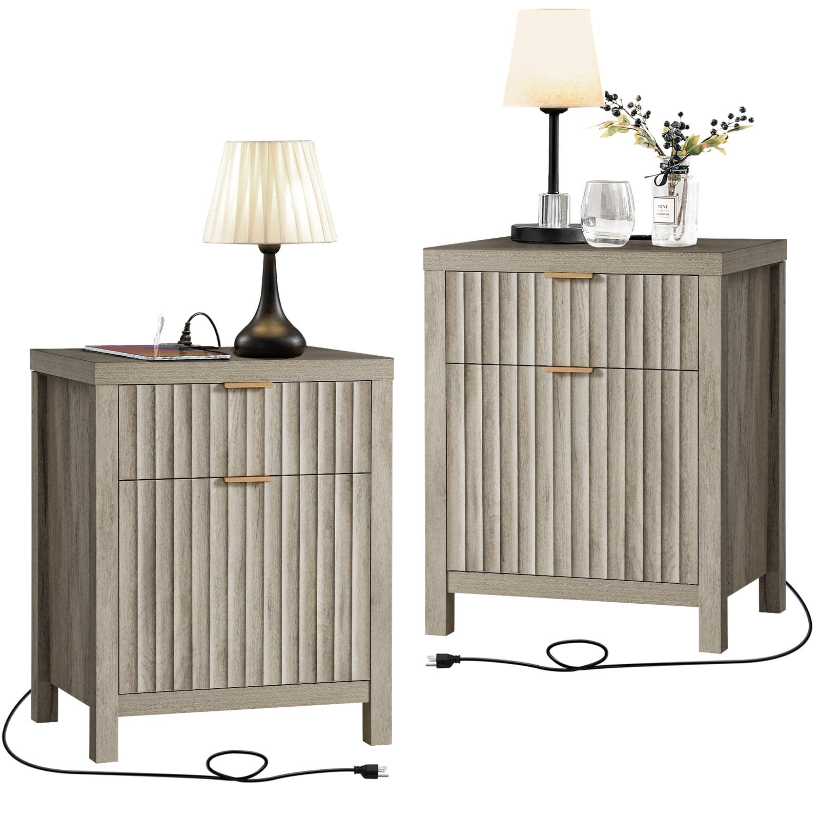 Arrilla 25'' 2 - Drawer Nightstand with Built-In Outlets