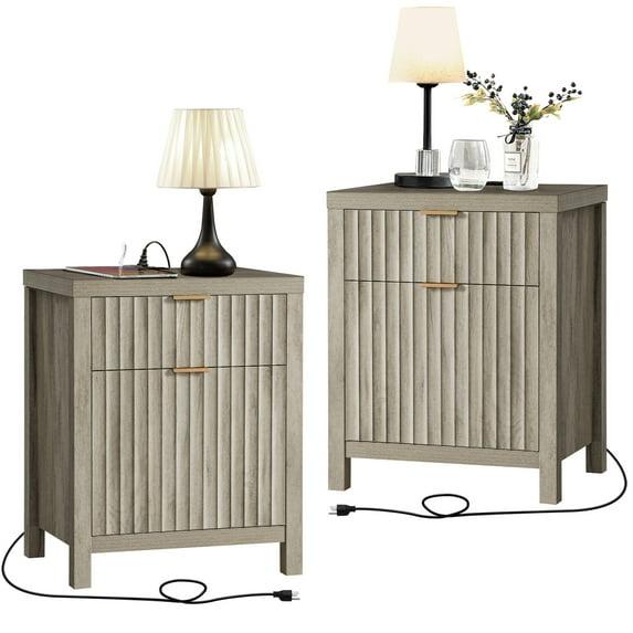 Arrilla 25'' 2 - Drawer Nightstand with Built-In Outlets