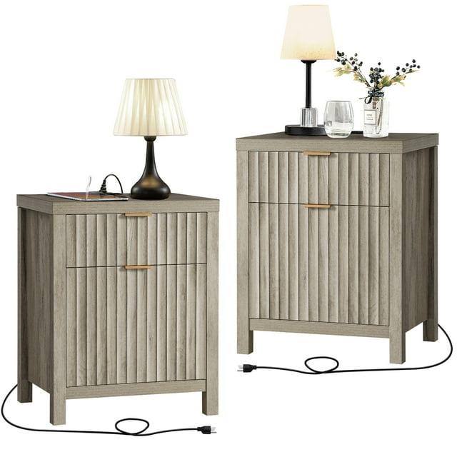 Arrilla 25'' 2 - Drawer Nightstand with Built-In Outlets
