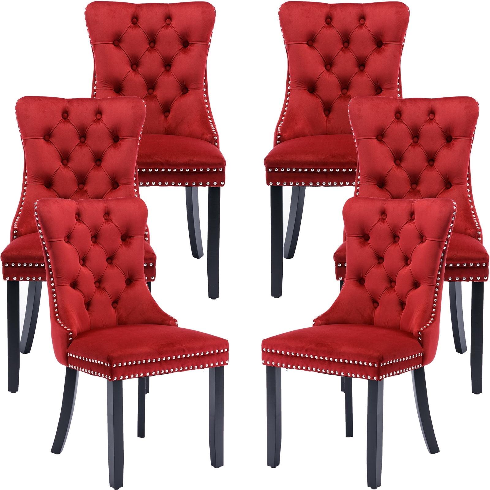 High-end Tufted Velvet Upholstered Nailhead Dining Chair (Set of 6)