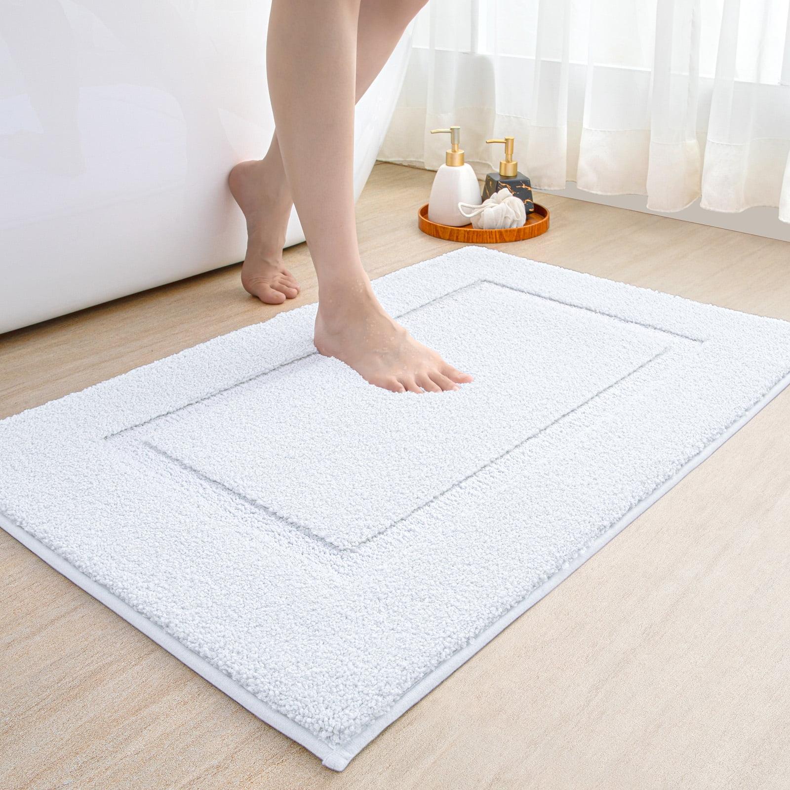 White Microfiber Non-Slip Absorbent Bathroom Rug 24"x16"