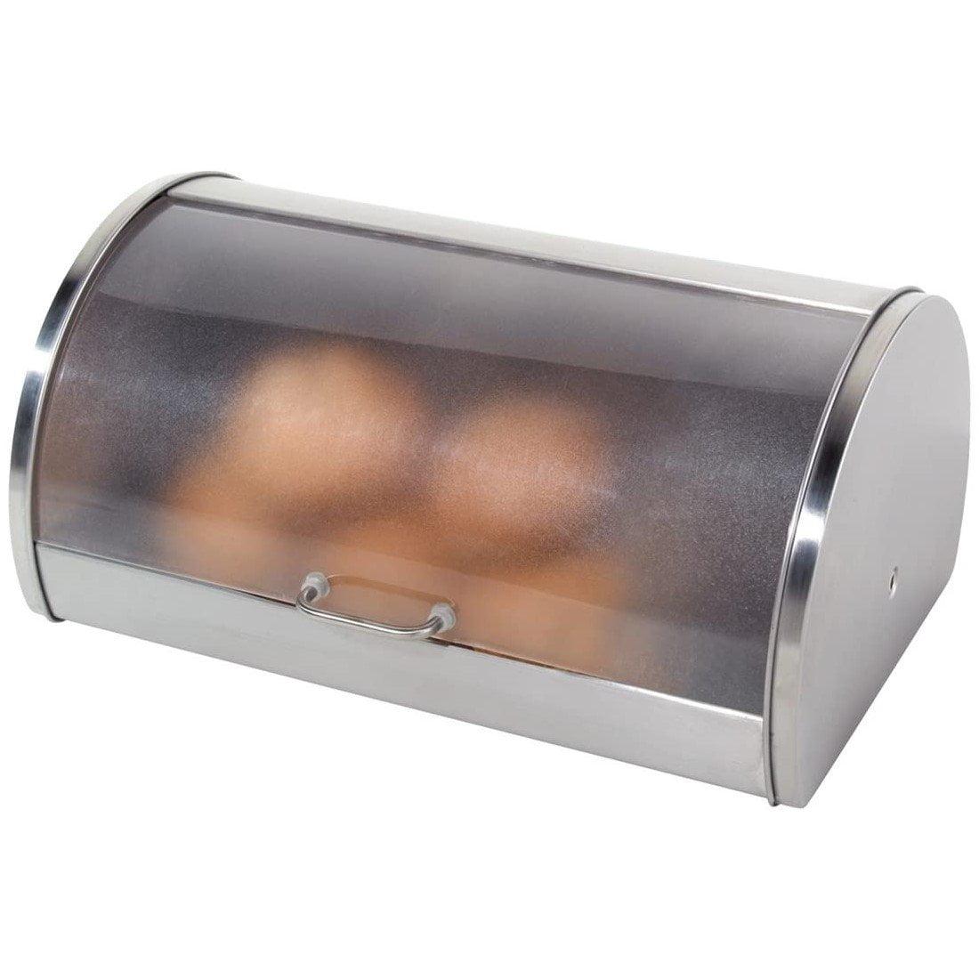 Compact Stainless Steel Bread Box with Frosted Lid