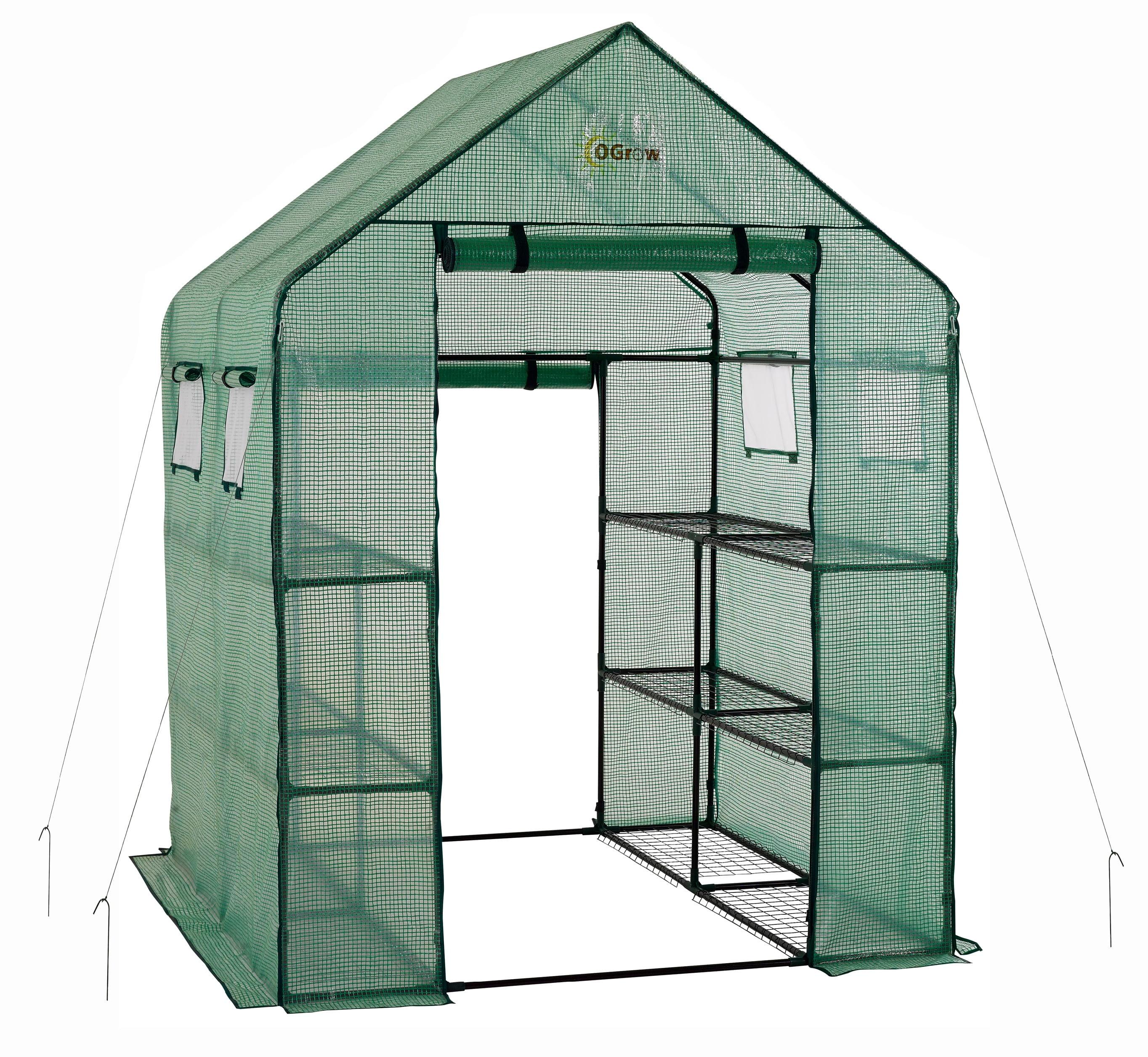 OGrow Machrus Ogrow Deluxe Walk-in 2 Tier 8 Shelf Portable Lawn And Garden Greenhouse - Heavy Duty Anchors Included! | Wayfair