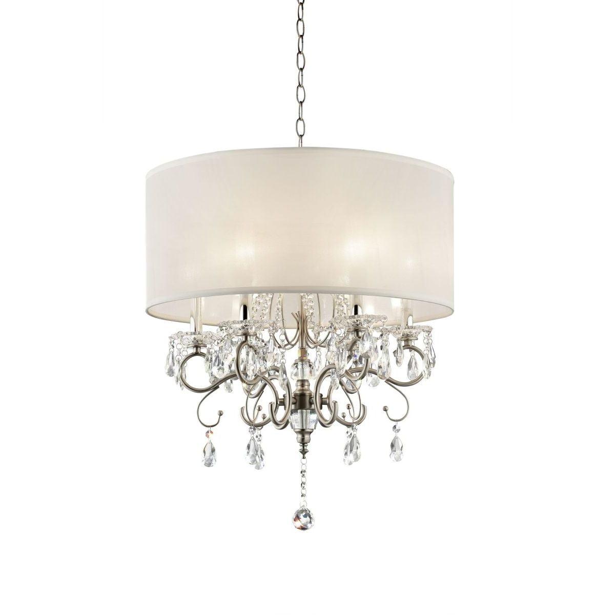 Glam Crystal and Chrome 6-Light Drum Chandelier