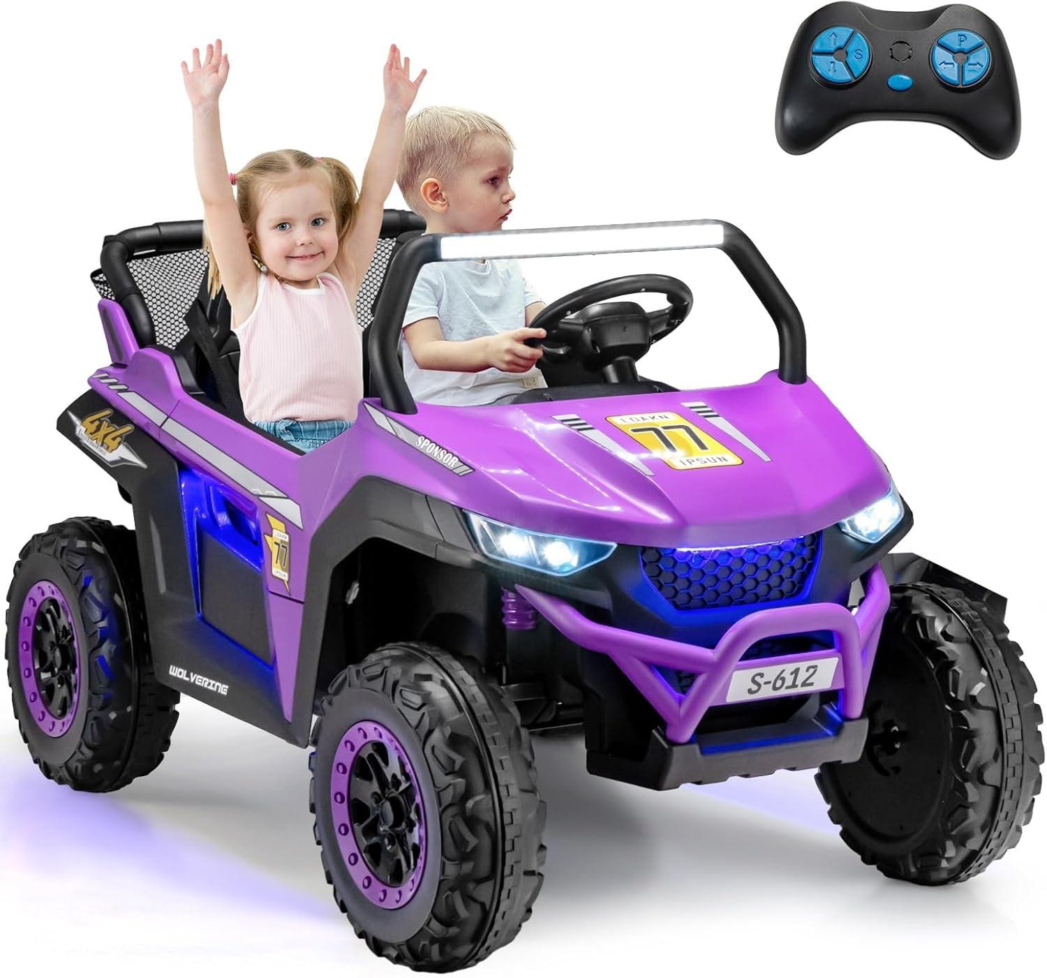 Purple 12V 2-Seater Kids Ride-On UTV with Remote Control