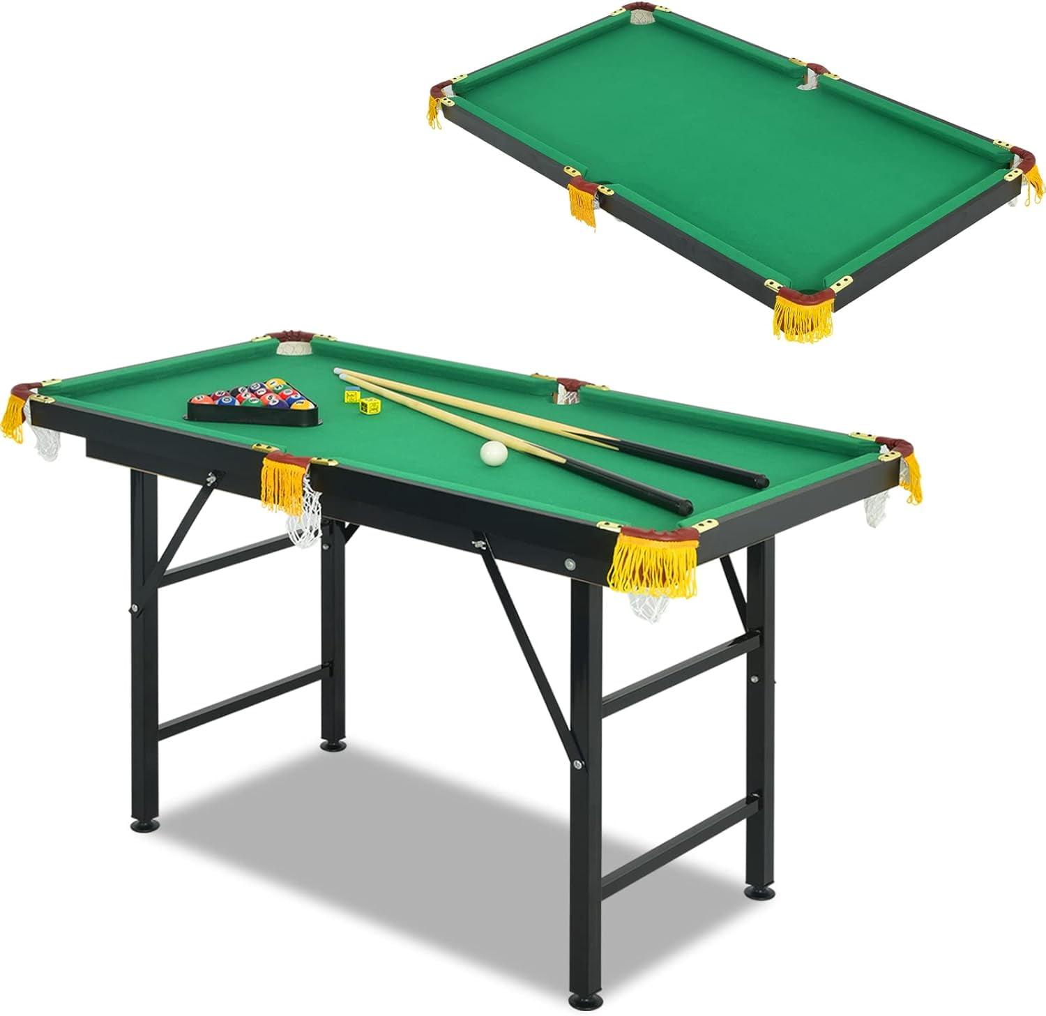 Green 47-Inch Folding MDF Billiard Table with Accessories