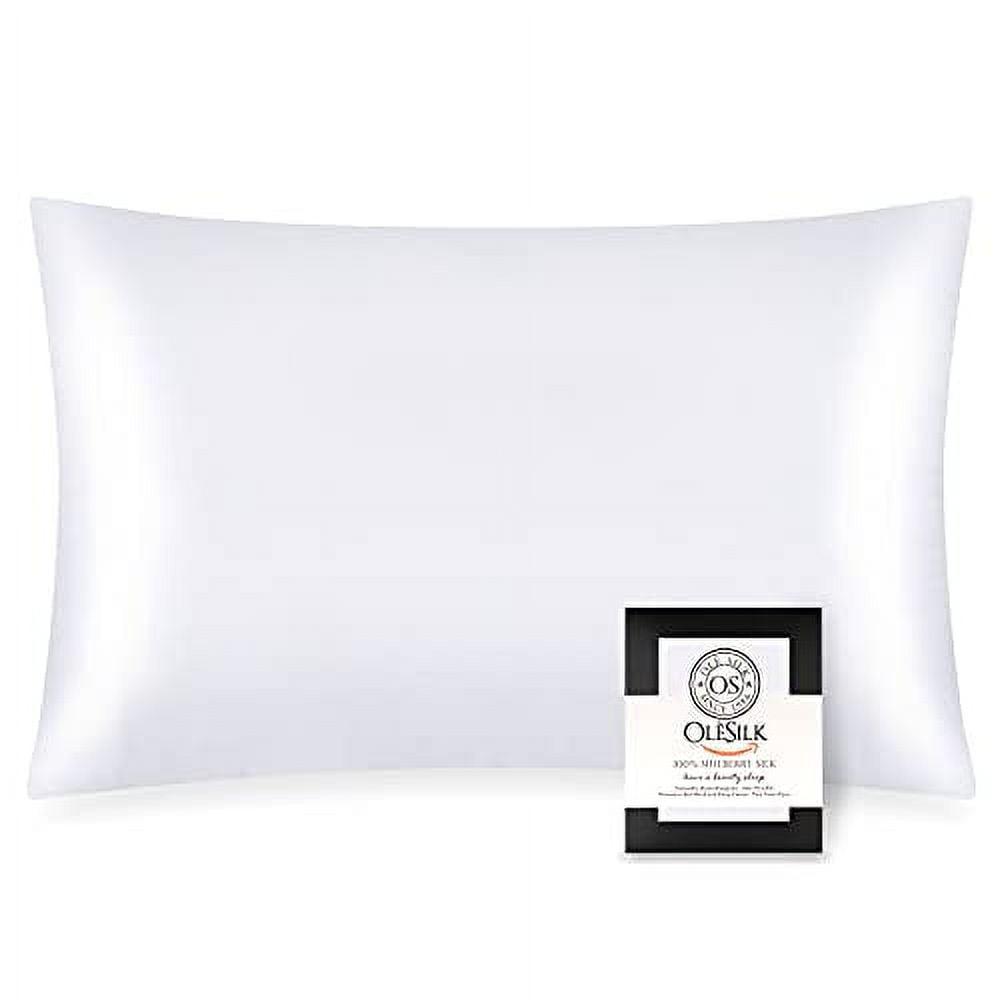 OLESILK 100% Mulberry Silk Toddler Pillowcase for Hair and Skin, Both Sides 19 Momme Pure Natural Silk Travel Pillow Cases with Hidden Zipper, 13"x 18", White