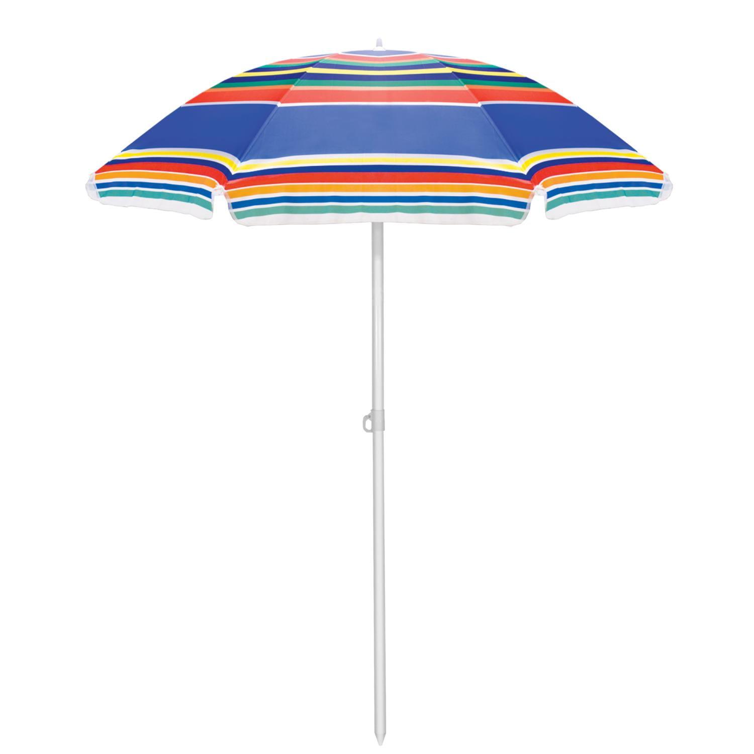 Colorful Multicolor Stripe Round Beach Umbrella with Steel Pole