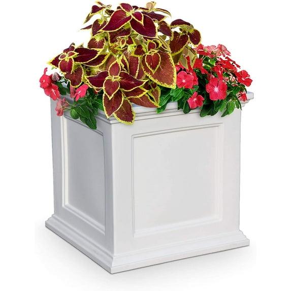 Mayne Fairfield 20" x 20" x 20" Square White Self Watering Plastic Planter