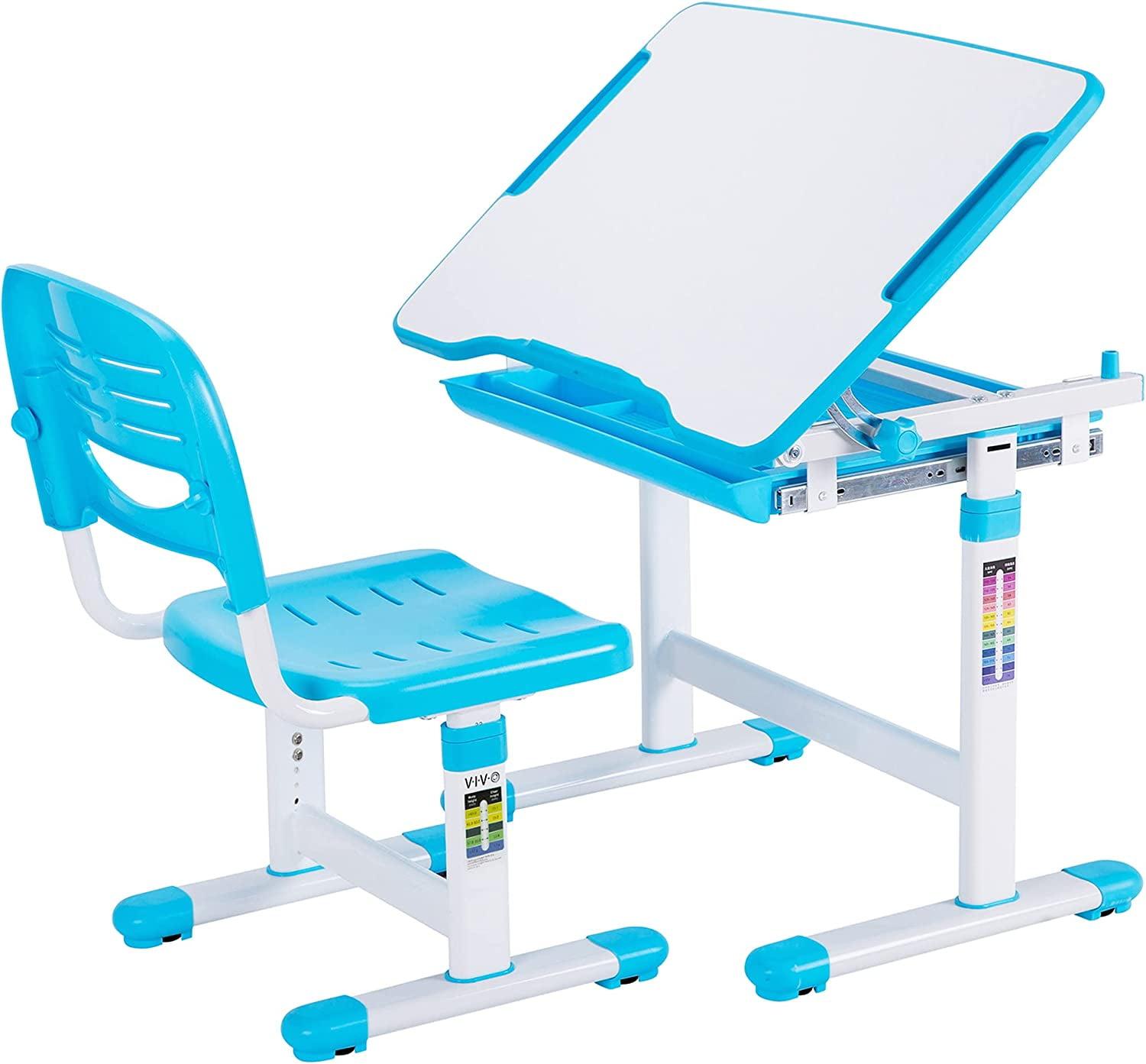 Adjustable Blue Acrylic Children's Desk & Chair with Drawer