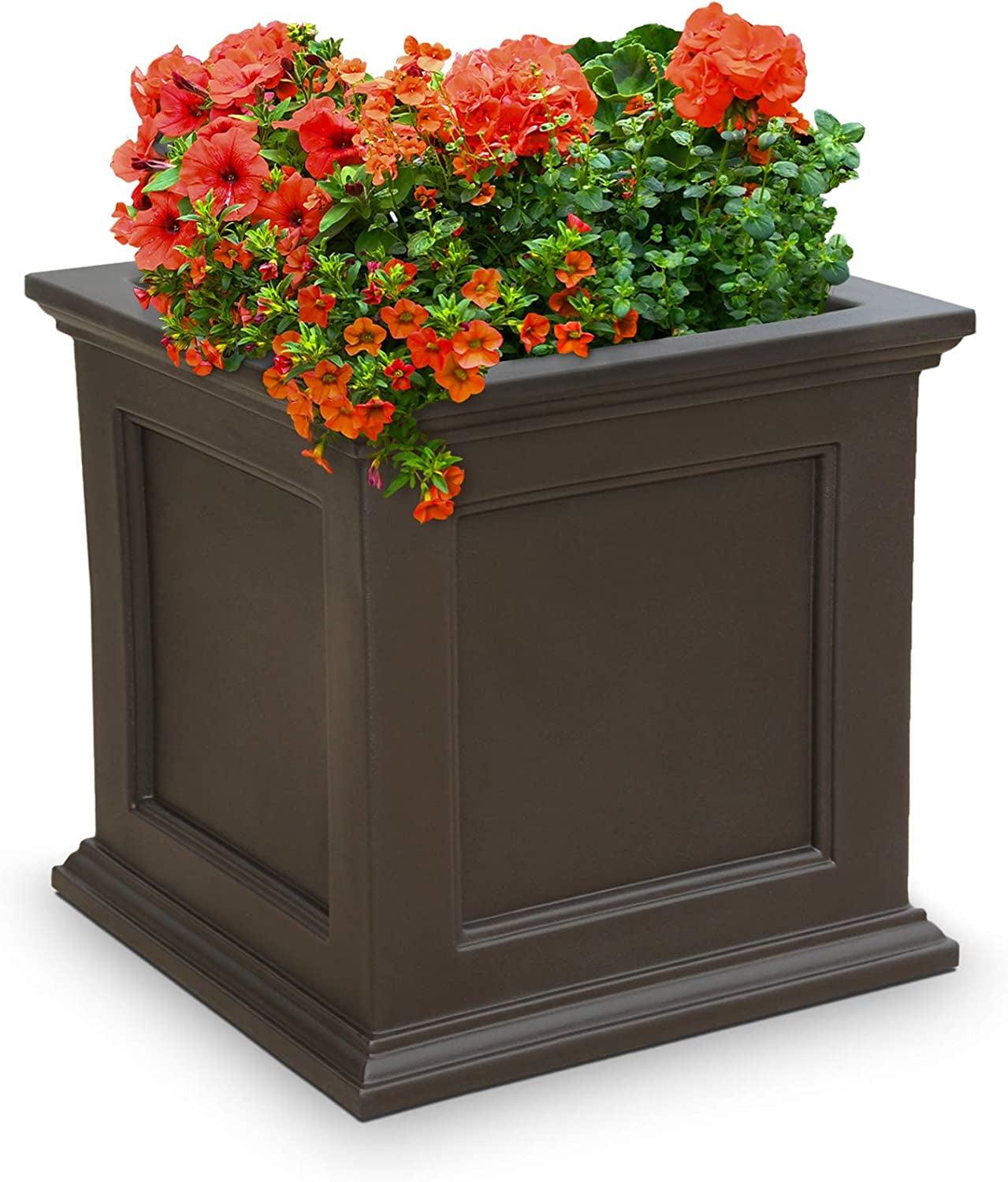 Fairfield Espresso Square Self-Watering Planter 20x20 in.