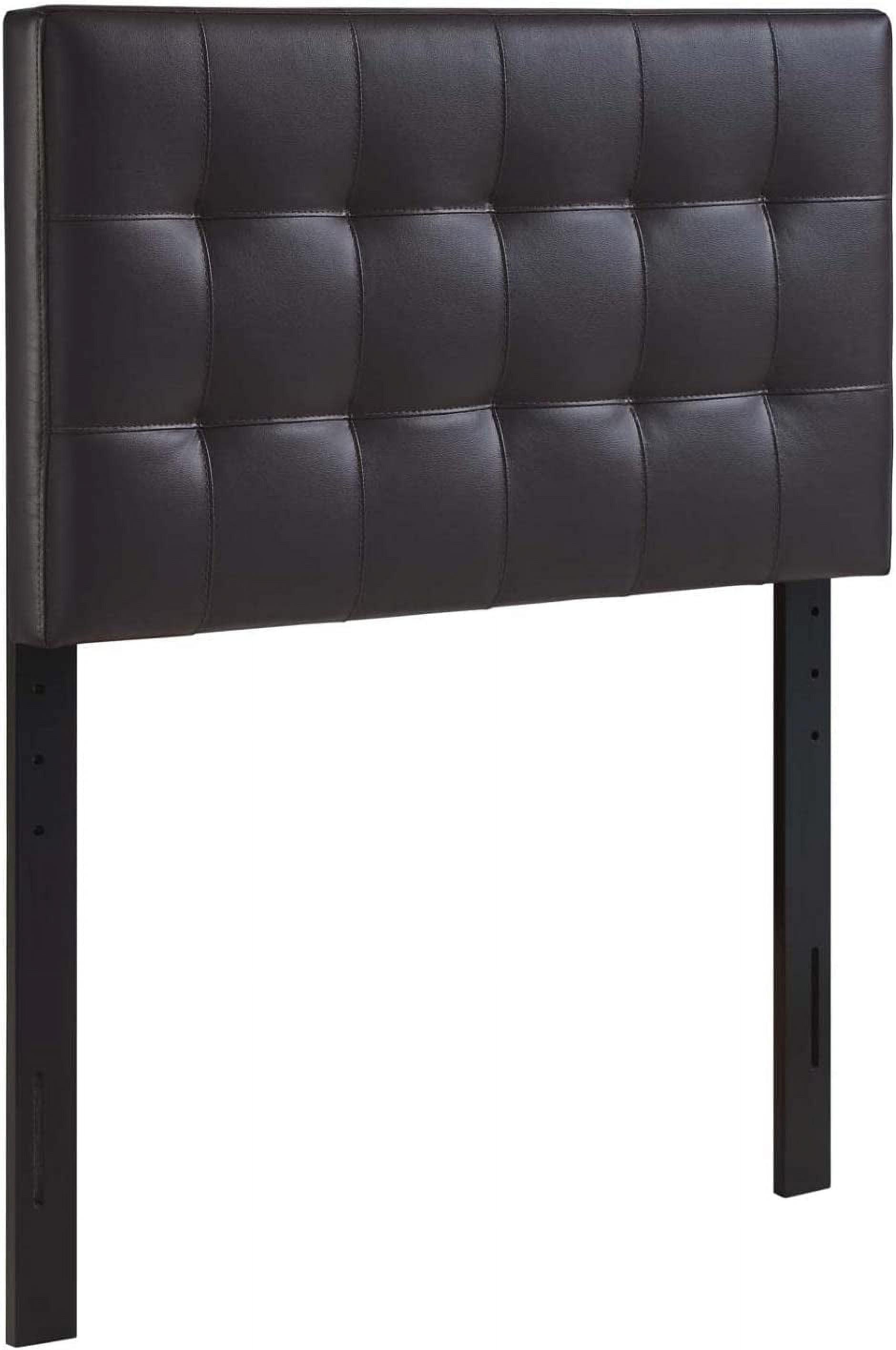 Lavish Lily Tufted Faux Leather Twin Headboard in Rich Brown