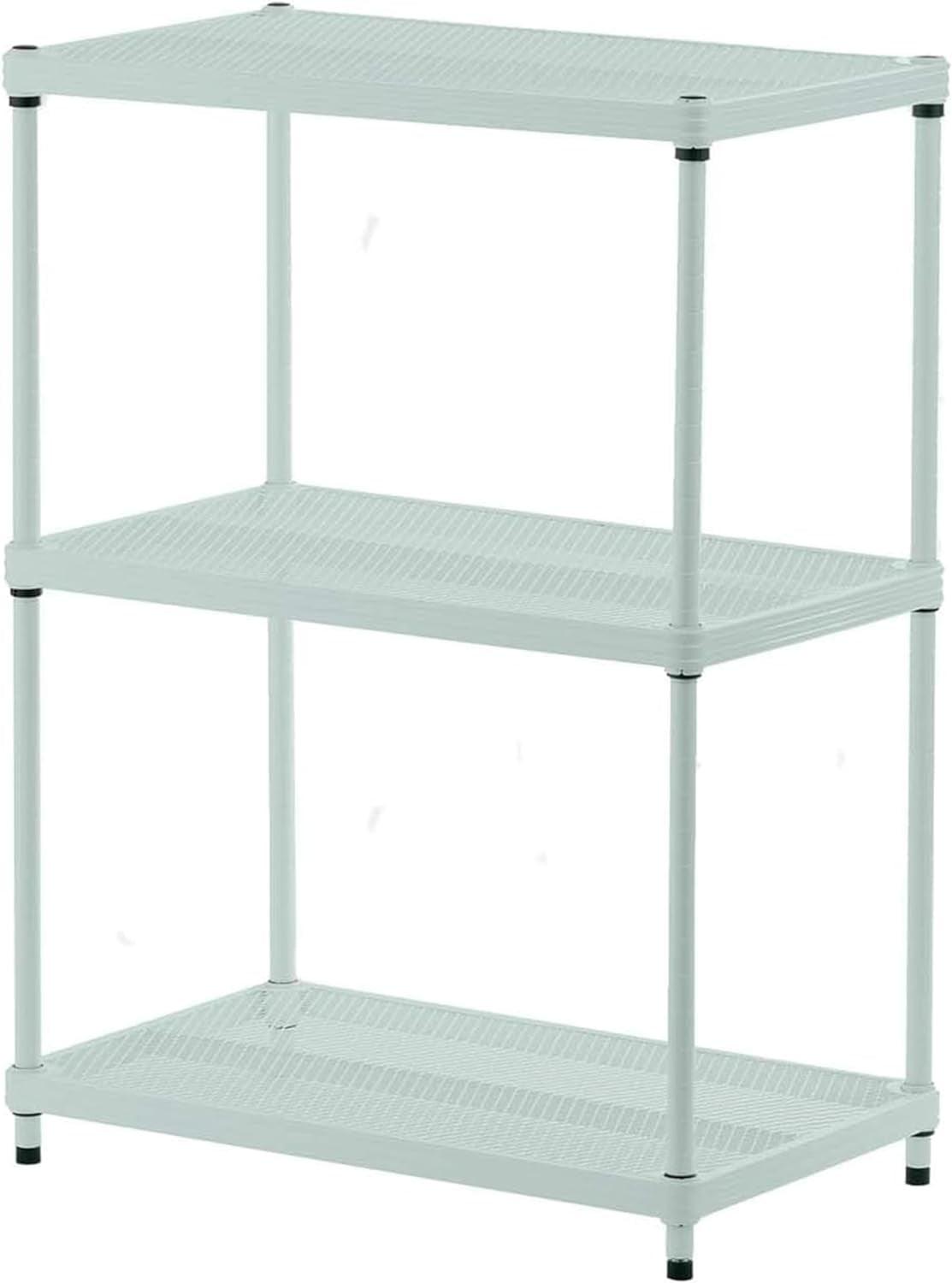 Sage Green 3-Tier Adjustable Metal Mesh Utility Shelving Unit