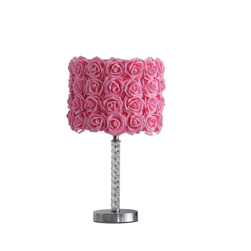 House of Hampton® Everitt 18.25" Pink Roses in Bloom Acrylic / Metal Table Lamp