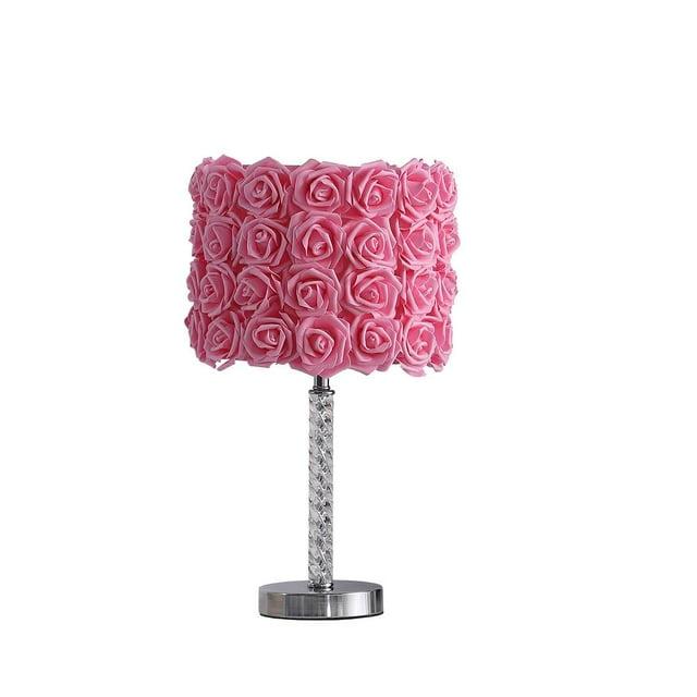 House of Hampton® Everitt 18.25" Pink Roses in Bloom Acrylic / Metal Table Lamp
