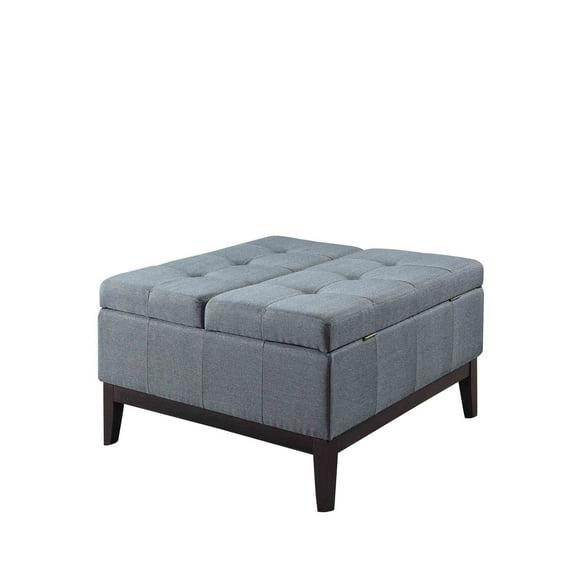 Elegant Espresso Dual Lift Storage Coffee Table in Blue-Gray