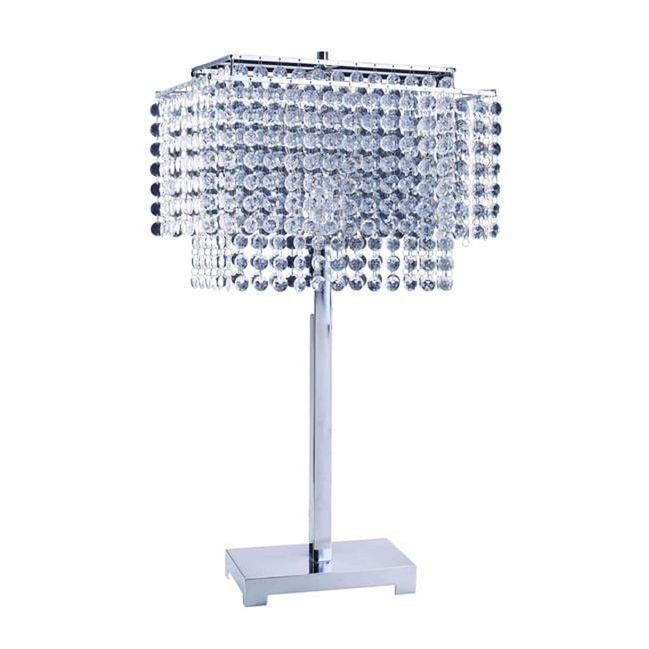 28-Inch Chrome Table Lamp with Crystal Strings