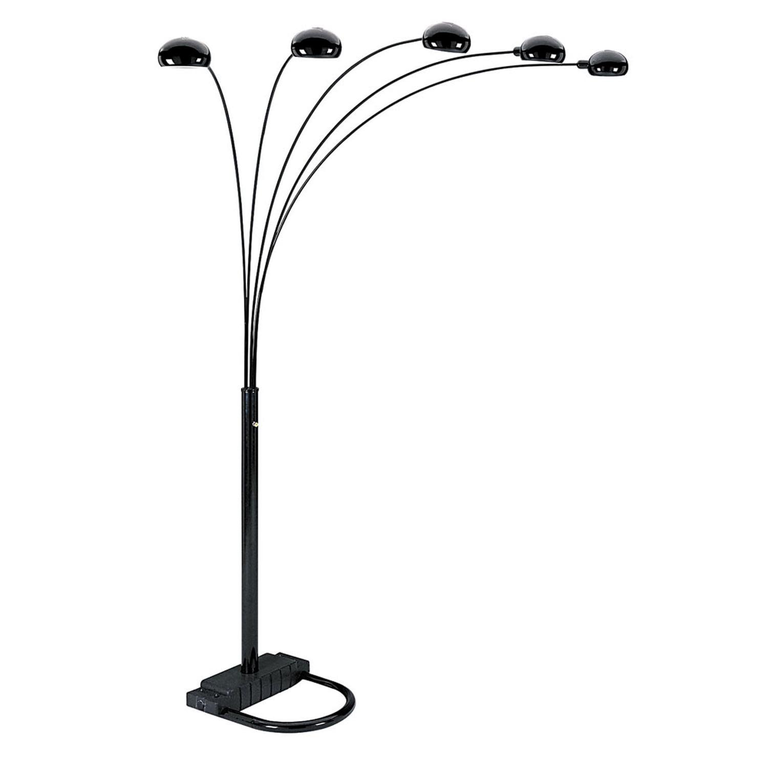 84" 5 Arm Arch Floor Lamp Black - Ore International: Modern Design, UL Listed