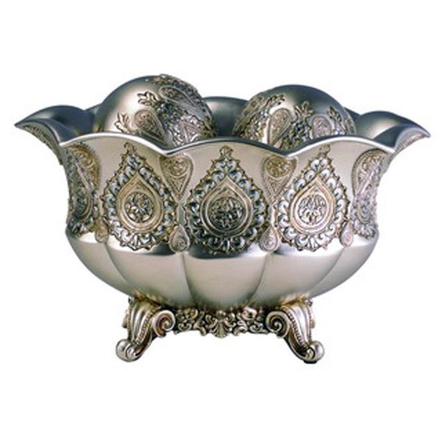 Elegant Royal Paisley 3-Piece Decorative Bowl Set in Gold and Silver