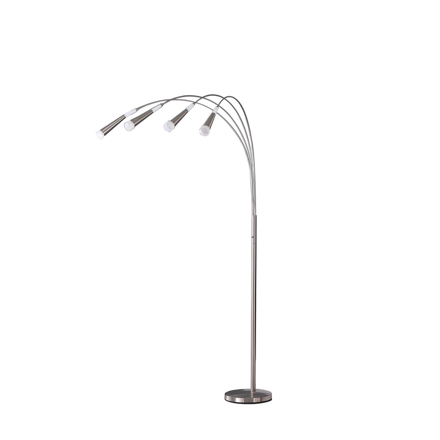 72" Silver Multi-Head Arc Floor Lamp with Frosted Glass Shades